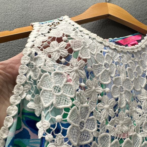 Lilly Pulitzer Dress Womens 6 PARTY THYME Coastal Floral Nala Soft Shift Crochet - Picture 9 of 10